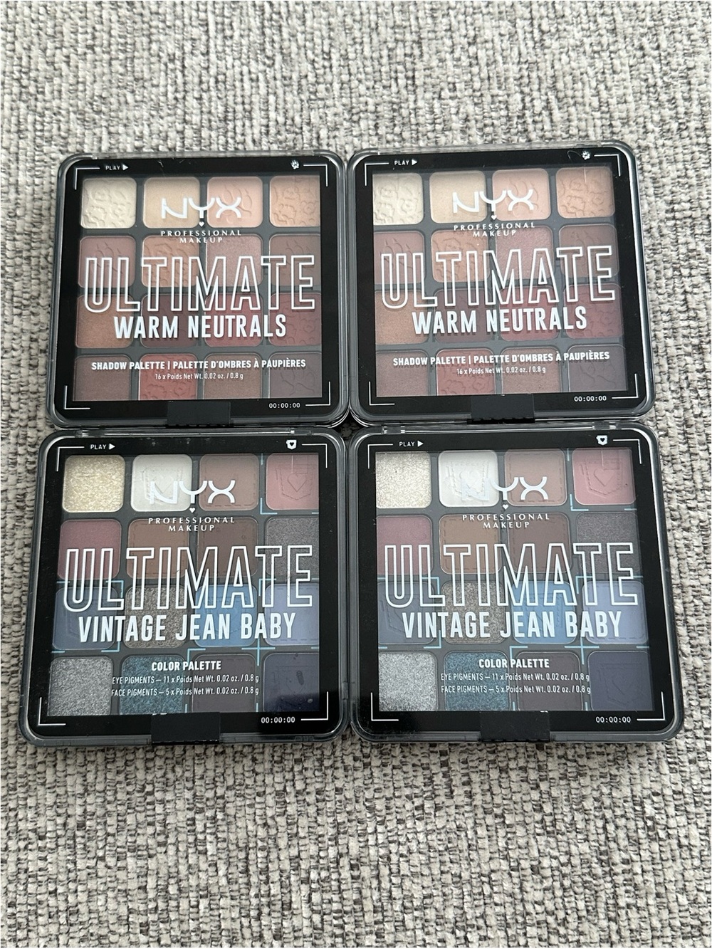 BRAND NEW Lot of 4 NYX Professional Makeup Ultimate Eyeshadow Palette Sets